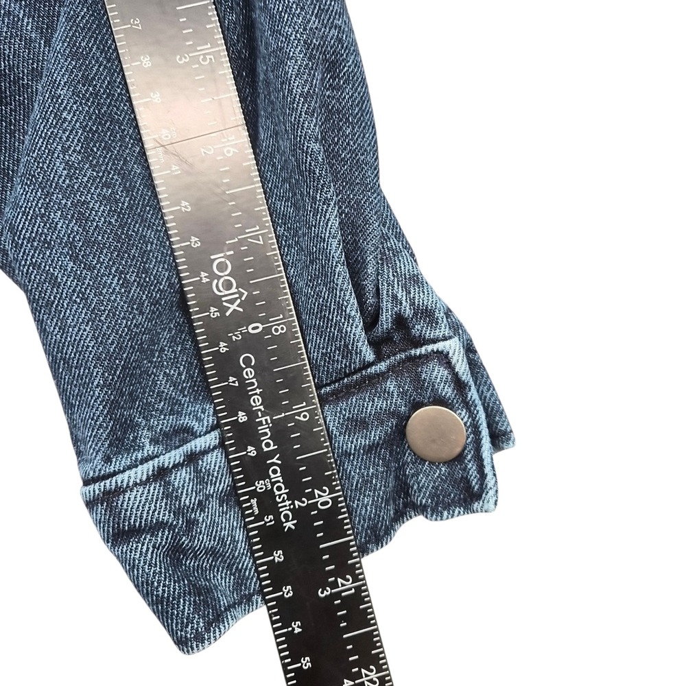 Old Navy Womens Plus 3X Denim Shirt Jacket Dark Wash Blue Cotton Shacket 1166 - Picture 7 of 7